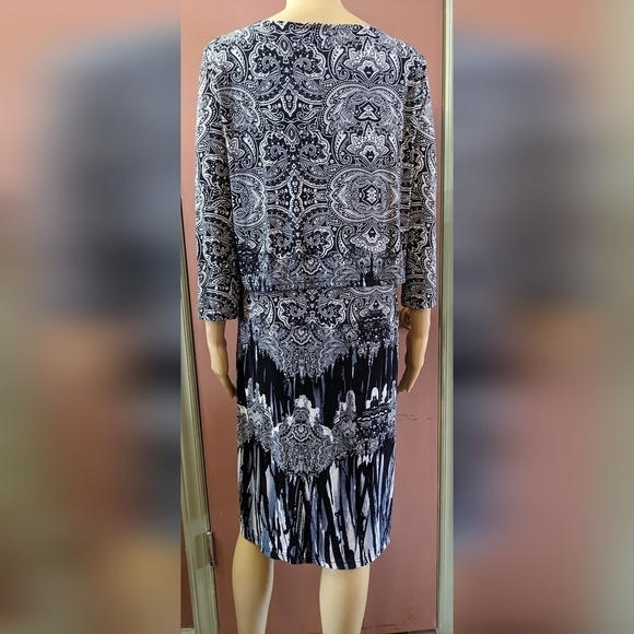Pre-owned Paisley black and white MLLE Gabriel long sleeve dress size large, TE - Picture 3 of 3
